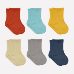 Bistyle Colors 6-Pairs Combed Flat Quarter Socks (6-12 m) Colored