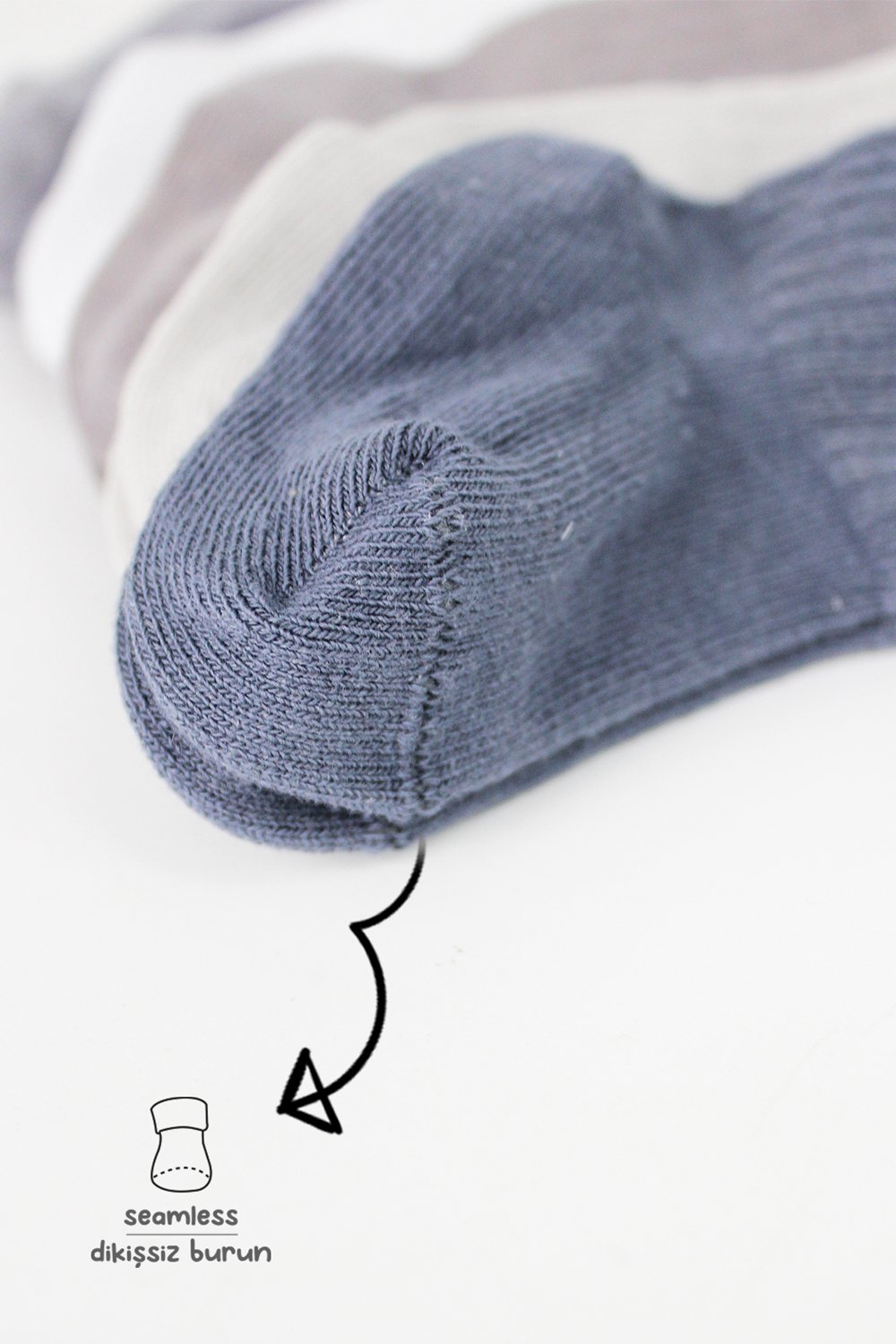 Bistyle Colors 6-Pairs Combed Flat Quarter Socks (6-12 m) Colored - الصورة 4