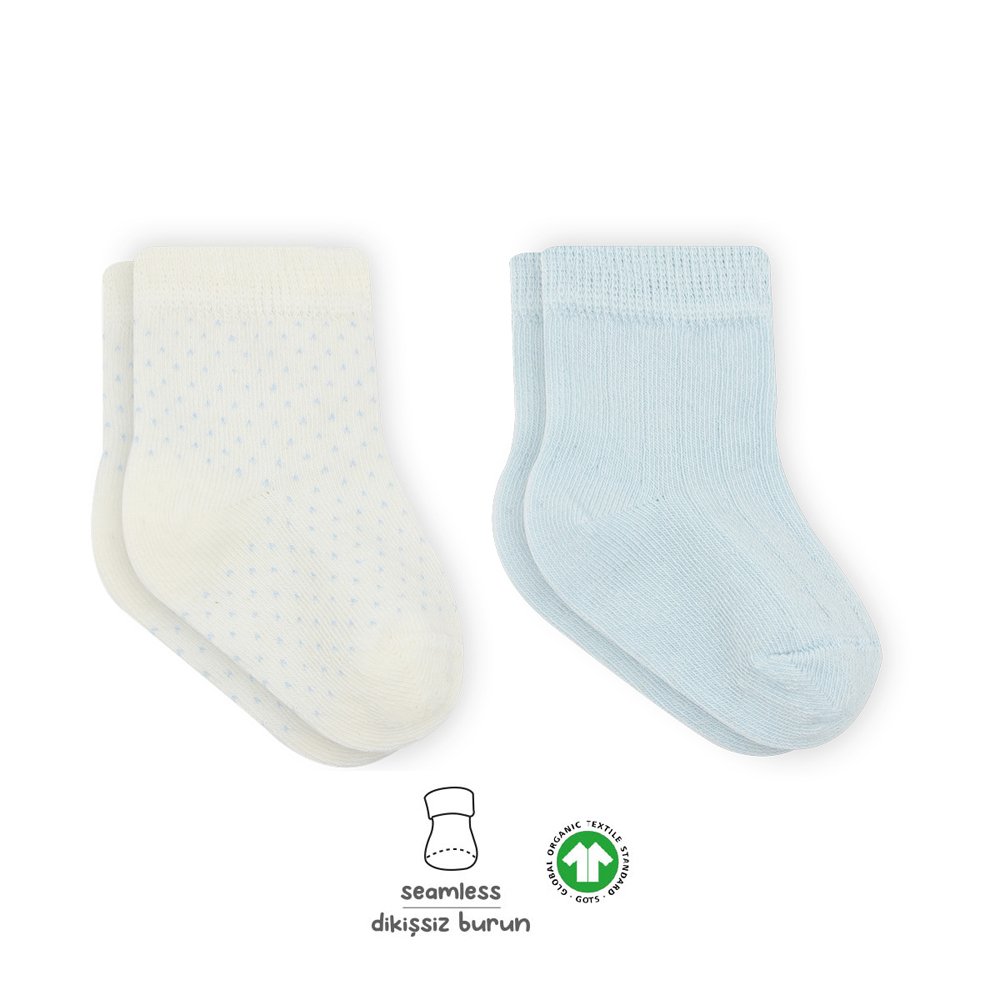 Bistyle Organic 2-Pairs Combed Socks (6-12 m) Blue
