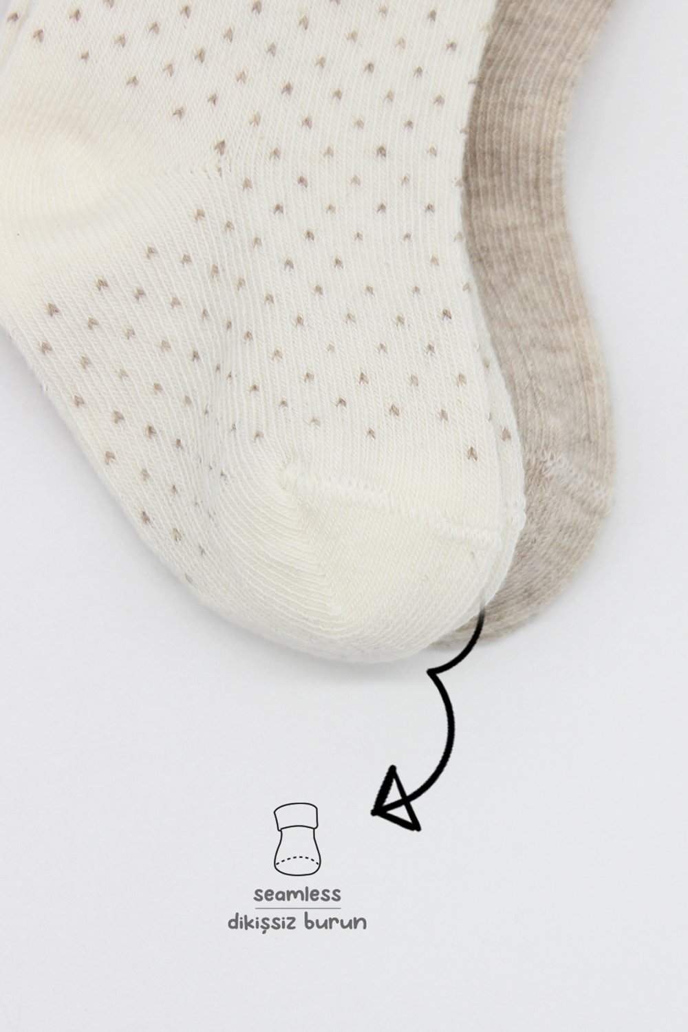 Bistyle Organic 2-Pairs Combed Socks (12-24 m) Beige - Image 4