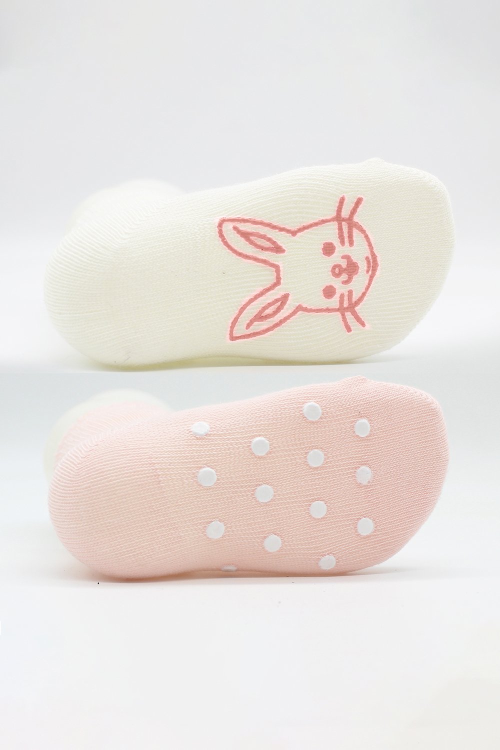 Bistyle Organic 2-Pairs Combed Non-slip Socks (6-12 m) Pink - Image 6