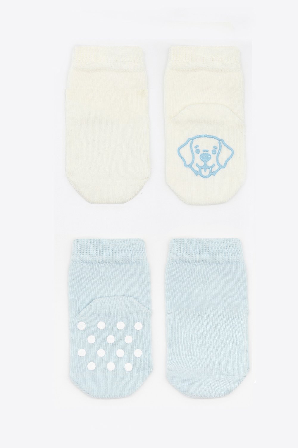 Bistyle Organic 2-Pairs Combed Non-slip Socks (24-36 m) Blue - الصورة 3