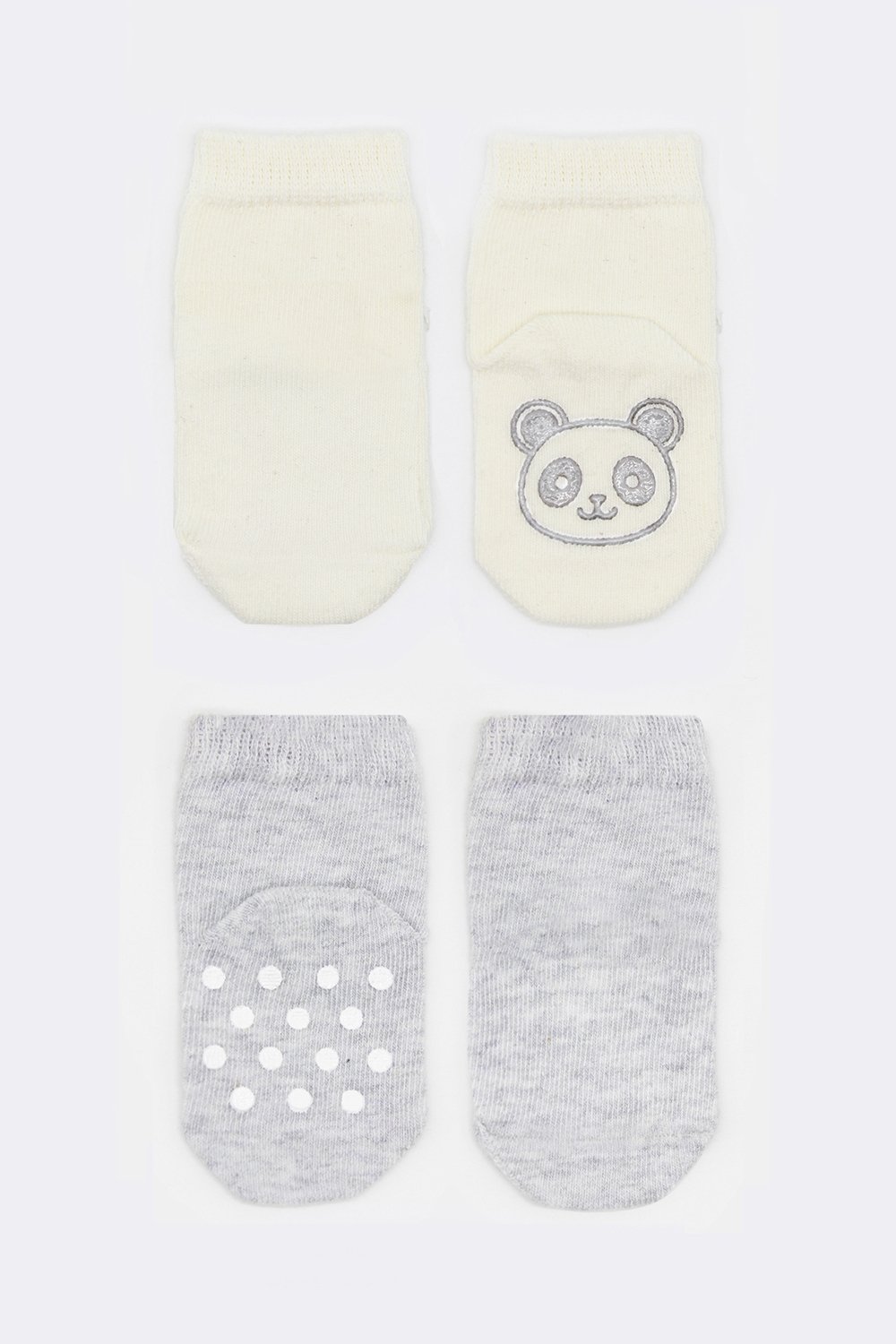 Bistyle Organic 2-Pairs Combed Non-slip Socks (6-12 m) Grey - الصورة 3