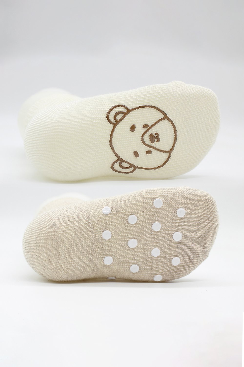 Bistyle Organic 2-Pairs Combed Non-slip Socks (6-12 m) Beige - Image 6