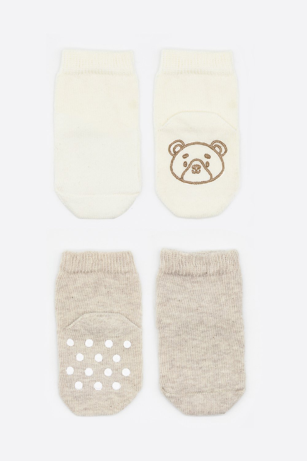 Bistyle Organic 2-Pairs Combed Non-slip Socks (12-24 m) Beige - Image 3