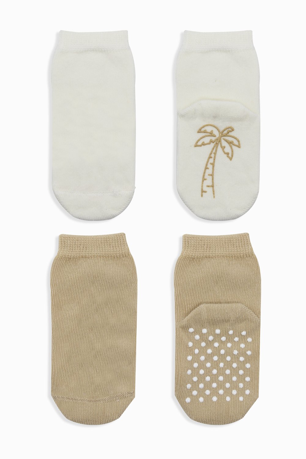 Bistyle Organic 2-Pairs Combed Non-slip Socks (24-36 m) Cream - Image 3