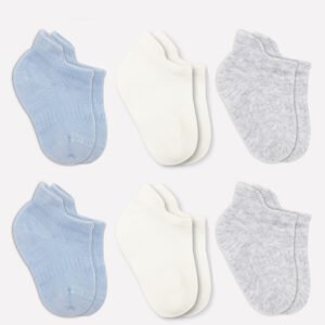 Bistyle 6-Pairs Combed Liner Socks (6-12 m) (Blue, Grey, Beige)