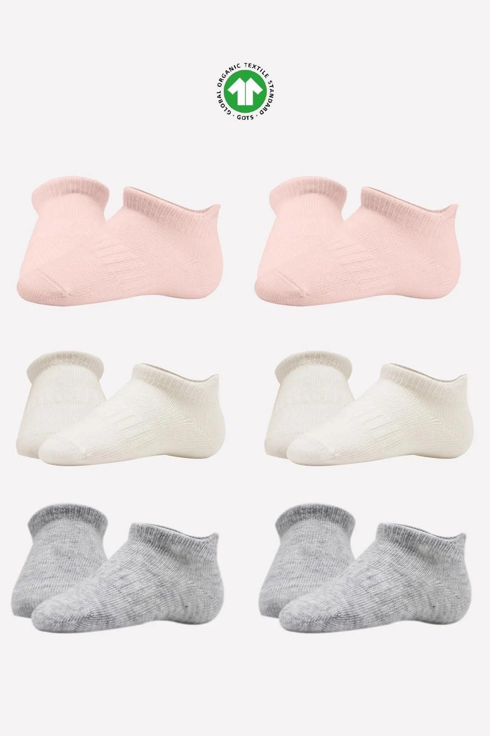Bistyle 6-Pairs Combed Liner Socks (6-12 m) (Pink, Grey, Beige) - Image 6