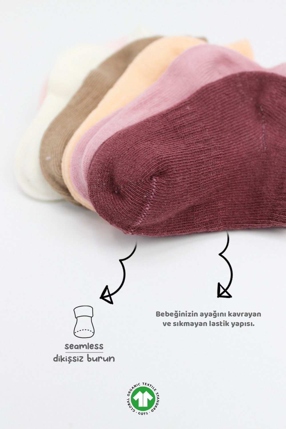 Bistyle 6-Pairs Combed Liner Socks (0-6 m) Colored - الصورة 3