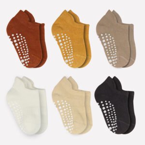 Bi?style 6-Pairs Combed Non-Slip Liner Socks (6-12 m) Colored