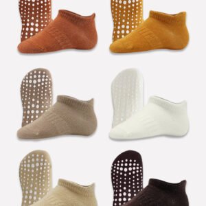 Bi?style 6-Pairs Combed Non-Slip Liner Socks (6-12 m) Colored