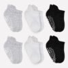 Bi?style 6-Pairs Combed Non-Slip Liner Socks (0-6 m) Colored