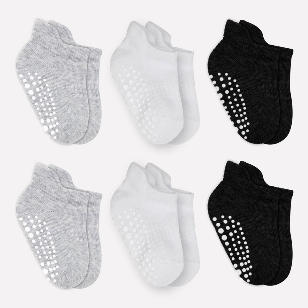 Bi?style 6-Pairs Combed Non-Slip Liner Socks (0-6 m) Colored