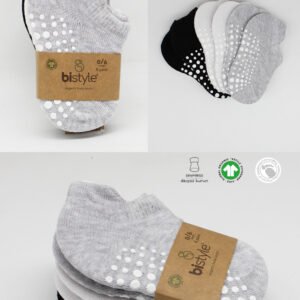Bi?style 6-Pairs Combed Non-Slip Liner Socks (0-6 m) Colored