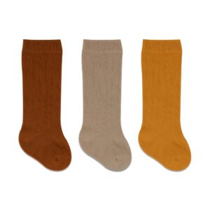 Bistyle 3-Pairs Knee Socks (0-6 m) (Orange, Brown, Yellow)
