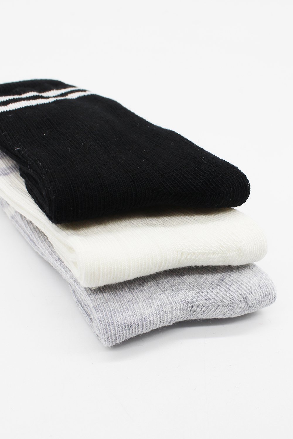 Bistyle 3-Pairs Knee Socks (24-36 m) Lines (Black, Grey, Beige) - Image 5