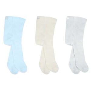 Bistyle 3-Pairs Combed Cotton Tights (6-12) (Blue, Grey, Beige)