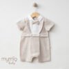 Mymio Linen Baby Boy Romper, (4220), Brown, 6 Months