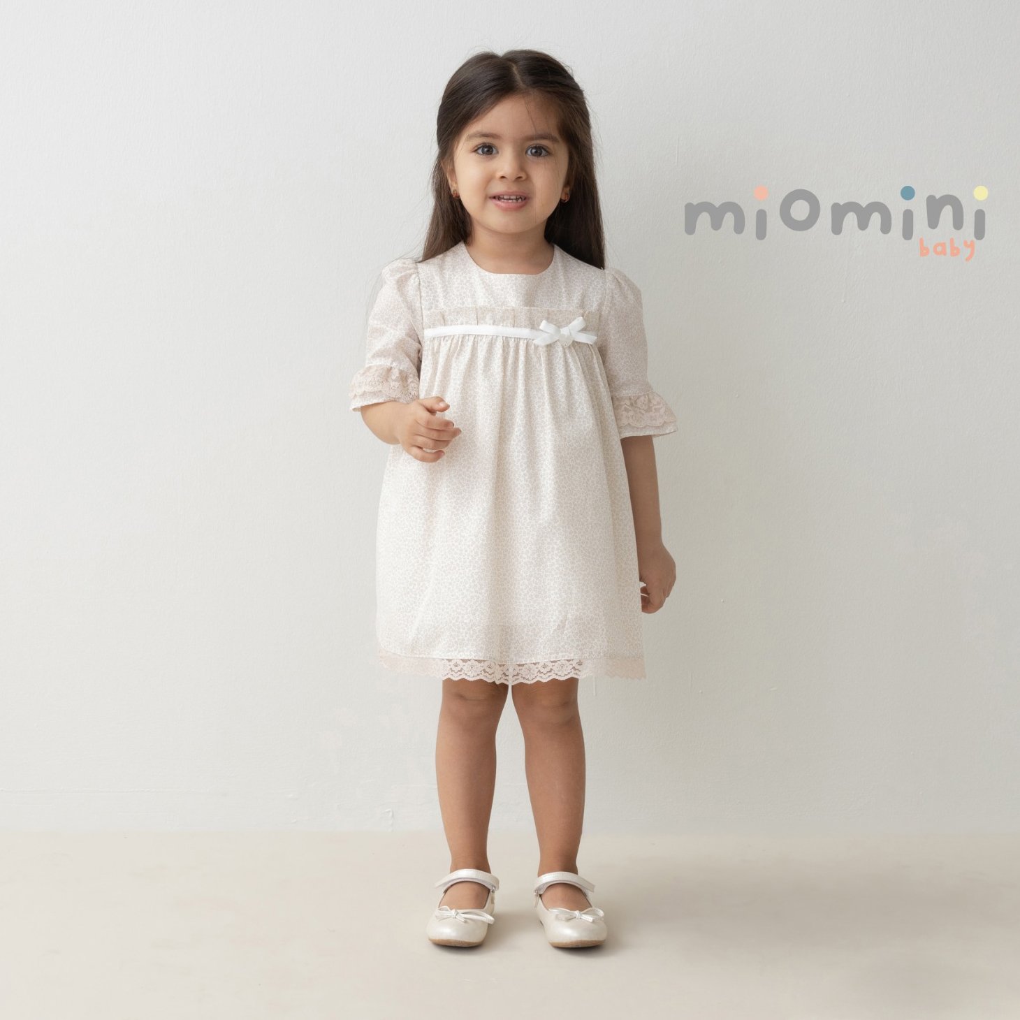 Miomini Floral Print Baby Girl Dress, (4304), Brown, 9 Months