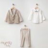 Mymio Mesh Jacketed 3-Piece Baby Boy Set, (4402), Brown, 12 Months