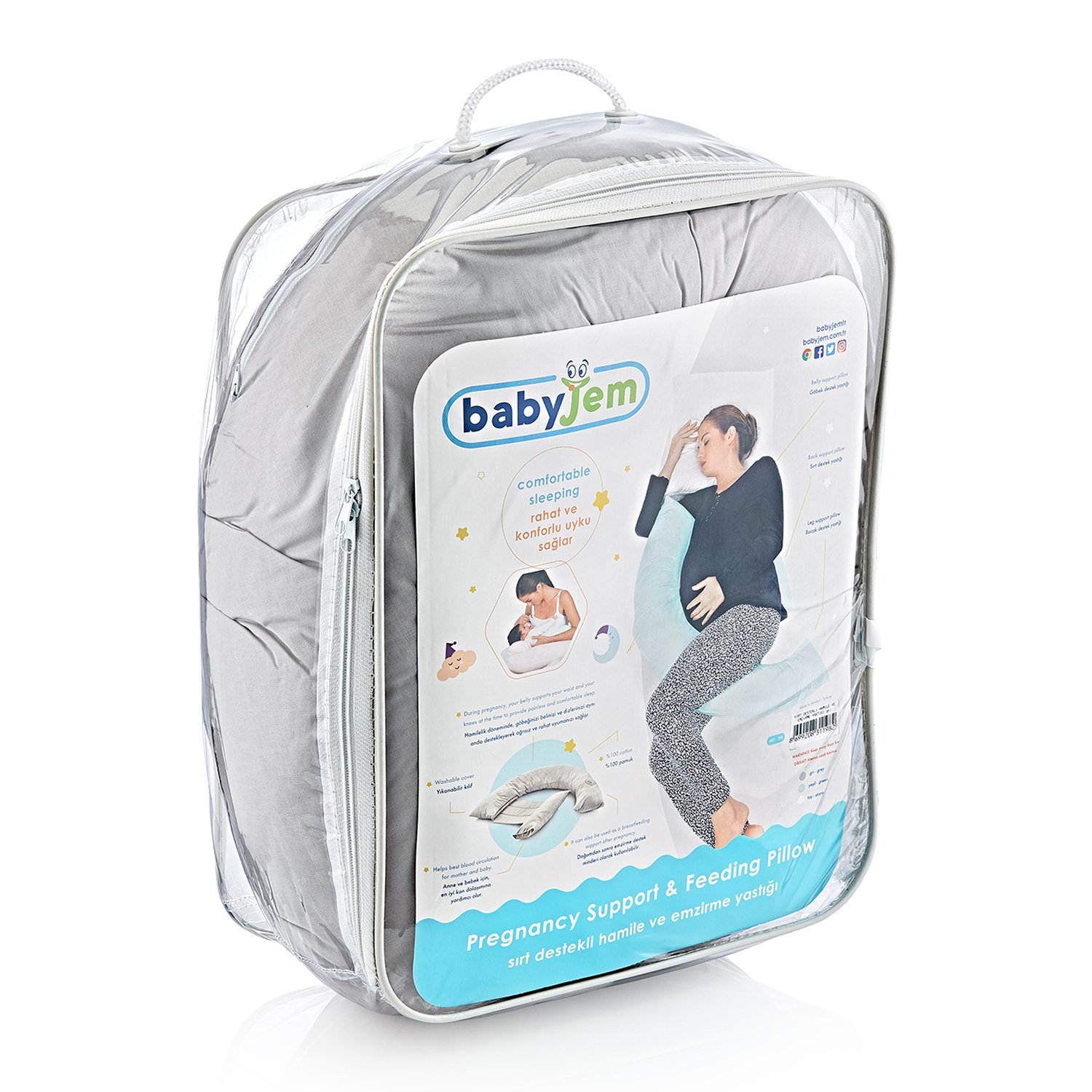 Babyjem Pregnancy Back Support&Feeding Pillow Grey - Image 7