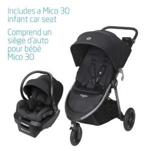 Maxi-Cosi Gia XP Luxe 3-Wheel Travel System, Midnight Black