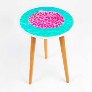 Wooden table designed inspired from the drawings of pediatric cancer patients at KHCC - pomegranate.