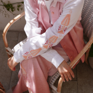 Semi Formal Suit Set - Baby Pink & White