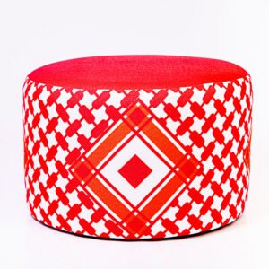 Ottoman Pouf Couch - Red & White 01