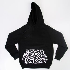 Hoodie - black & white pattern.