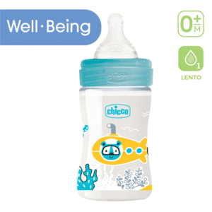 Chicco Well Being Polypropylene Bottle Slow Flow, 150 ml (0 m+) Blue