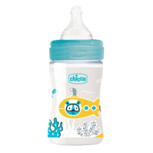 Chicco Well Being Polypropylene Bottle Slow Flow, 150 ml (0 m+) Blue