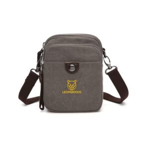 Compact Grey Canvas Crossbody Bag