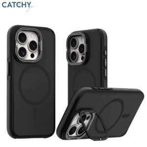iPhone Silky Touch Wireless Charging Case With Camera Portable Kickstand