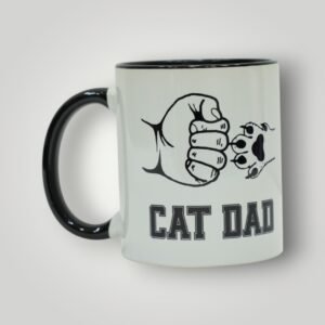 Cat Dad Ceramic Mug with Fist-Bump Cat Paw Design