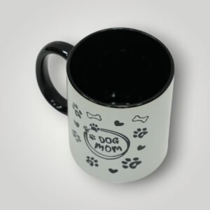 Dog Mom Ceramic Mug with Paw Print and Bone Designs