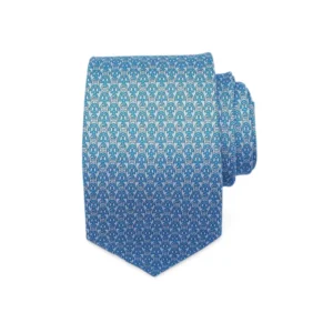 Baby Blue Anchor Print Silk Tie