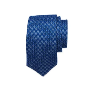 Blue Anchor Print Silk Tie