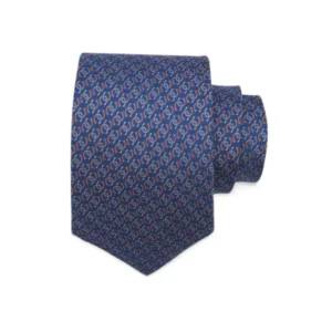 Blue Horseshoe Print Silk Tie