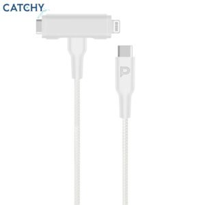 Powerology MFI Braided Type-C To Type-C & Lightning 2in1 Cable (1.2M)
