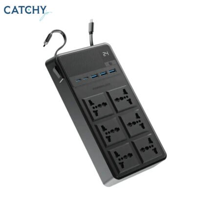 Powerology 6AC Power Strip With Built-In Retractable Cables (2500W)