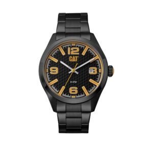 Cat H-Dial Watch Black, Yellow Dial/ Black SS Strap
