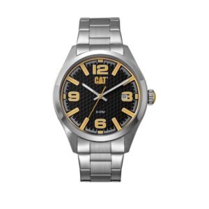 Cat H-Dial Watch Black, Yellow Dial/ Silver SS Strap