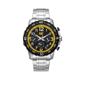 Cat Downforce Multi Watch Black, Yellow Dial/ Silver SS Strap