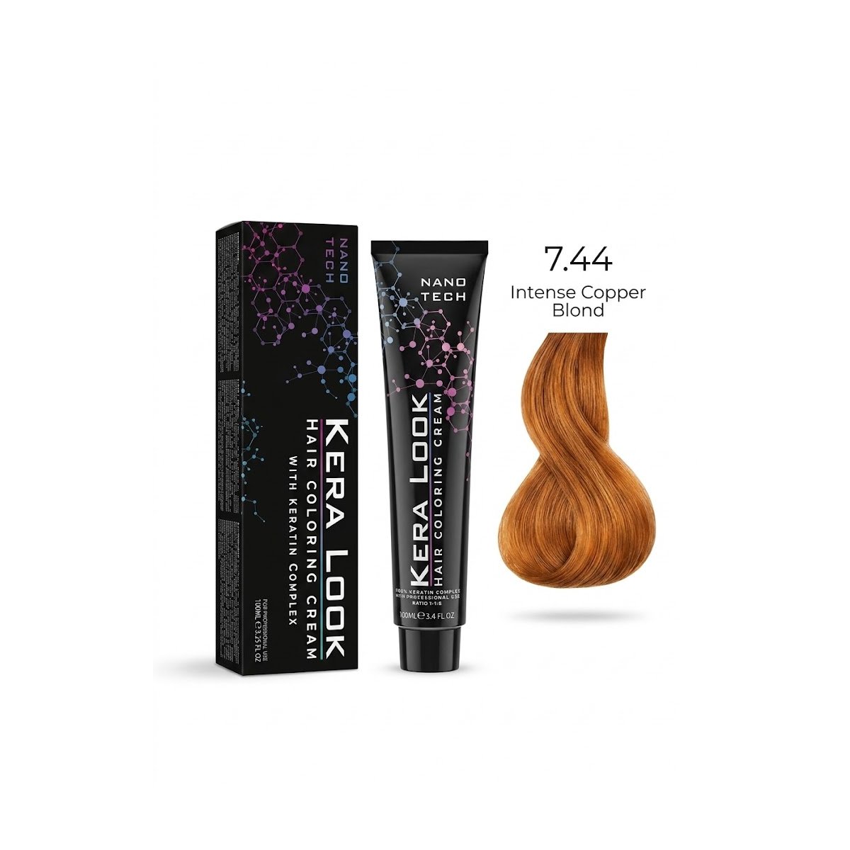 KERA LOOK Hair Coloring Cream No. 7.44 Intense Copper Blond 100 ml