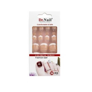 Dr. Nail Press-On Toenails Set – French Tip (26 pcs)