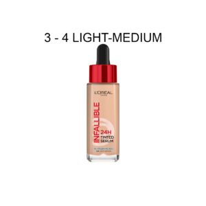 L’Oréal Infallible Tinted Serum Foundation Light to Medium 3-4 – 30ml