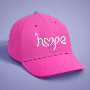 Cap in pink color designed with word hope