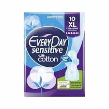 Everyday sensitive with cotton xlarge extra long ultra plus 10 pads