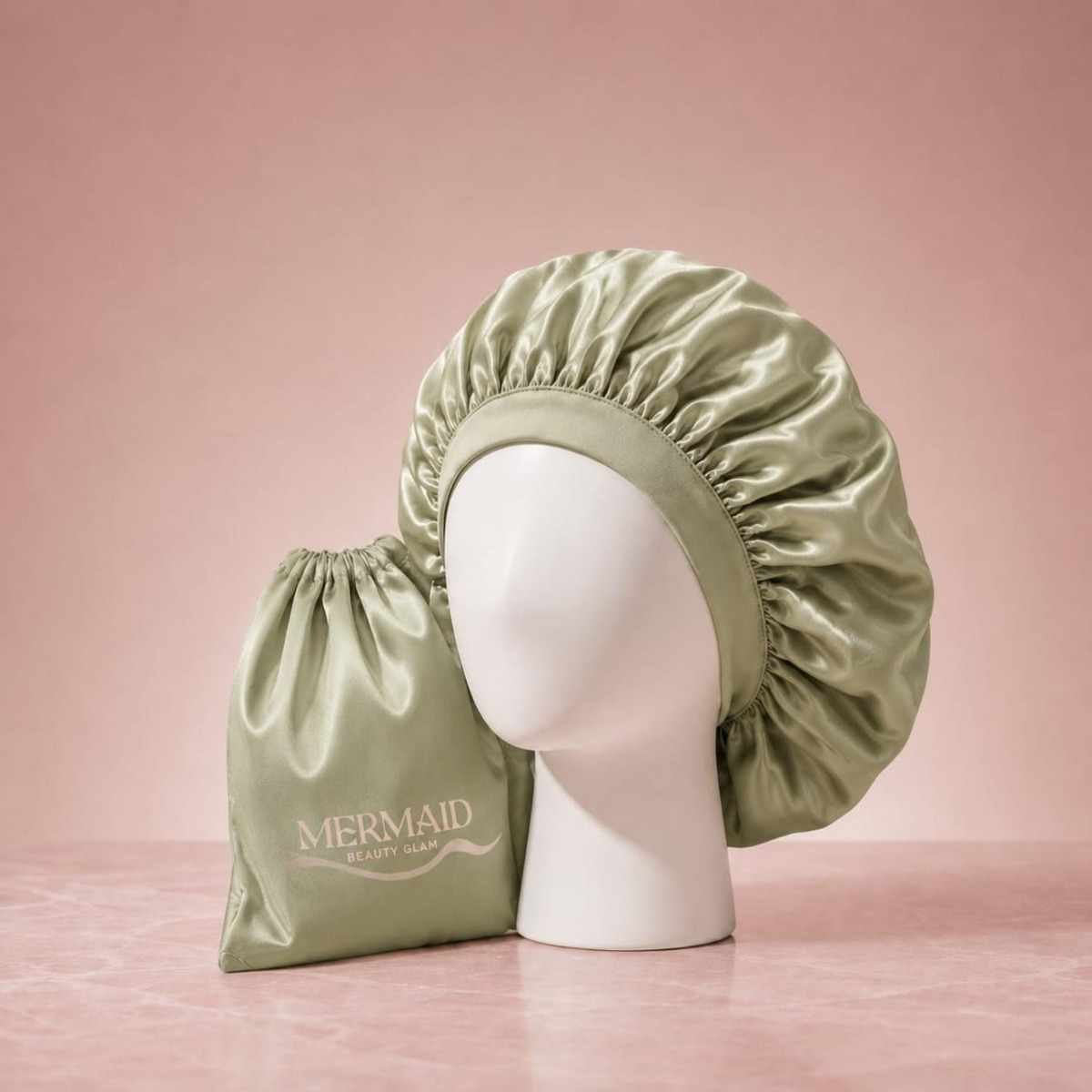 Mermaid Hair Satin Cap Green Color